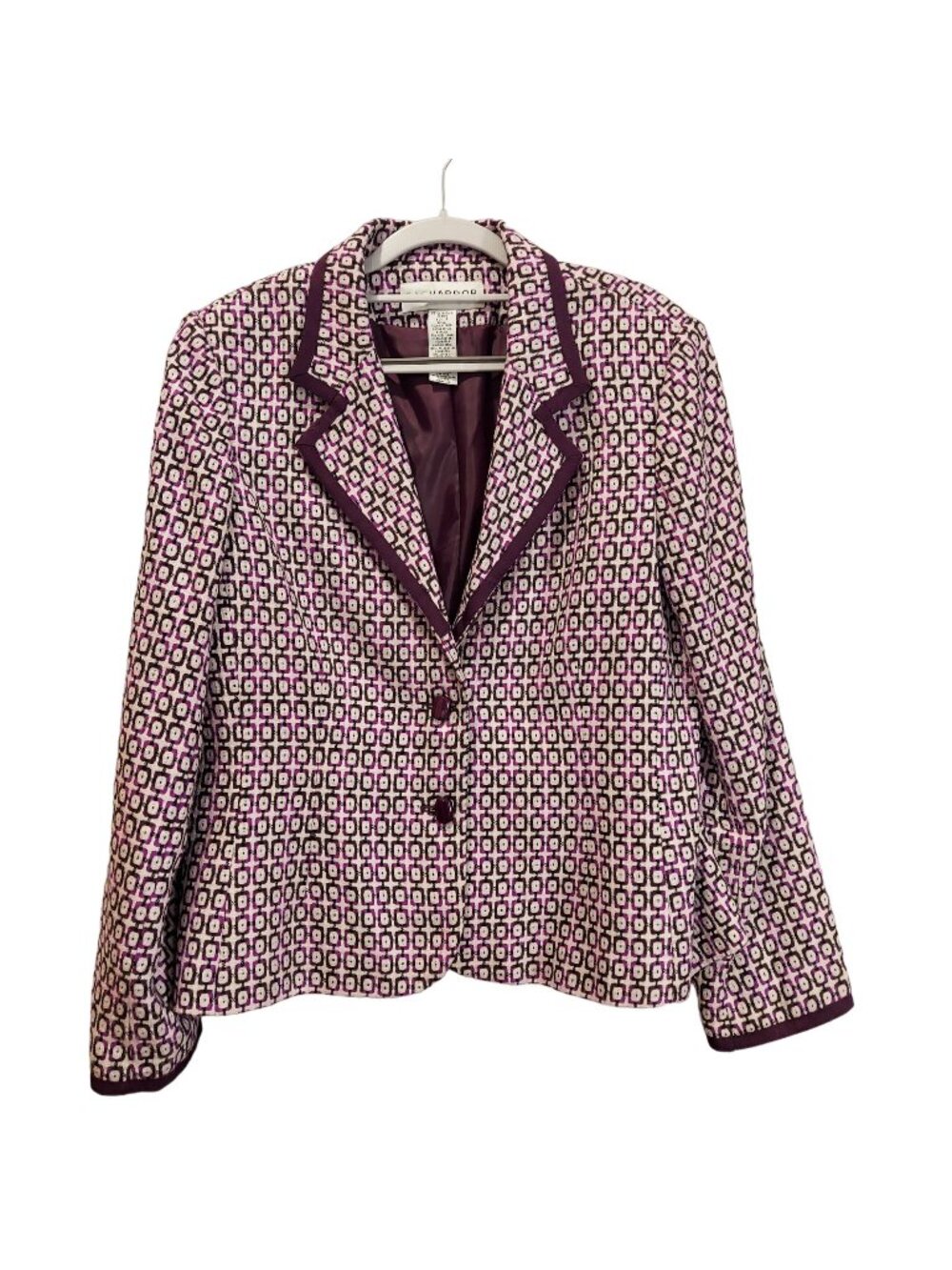 Sag Harbor blazer Womens 14 jacket Purple Geometric Wool Career Preppy Business